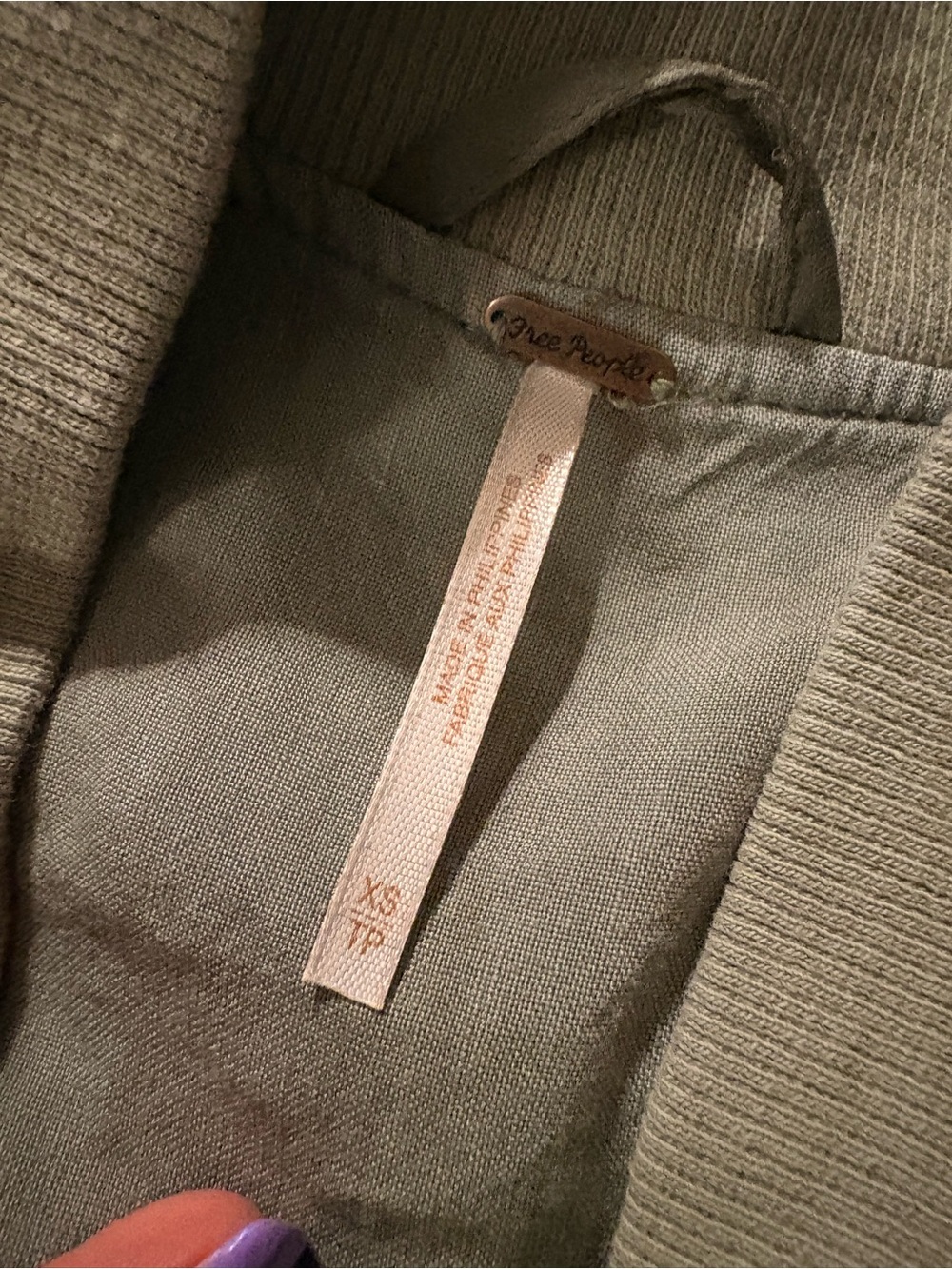 Free People Olive Green Bomber Jacket - Picture 3 of 3